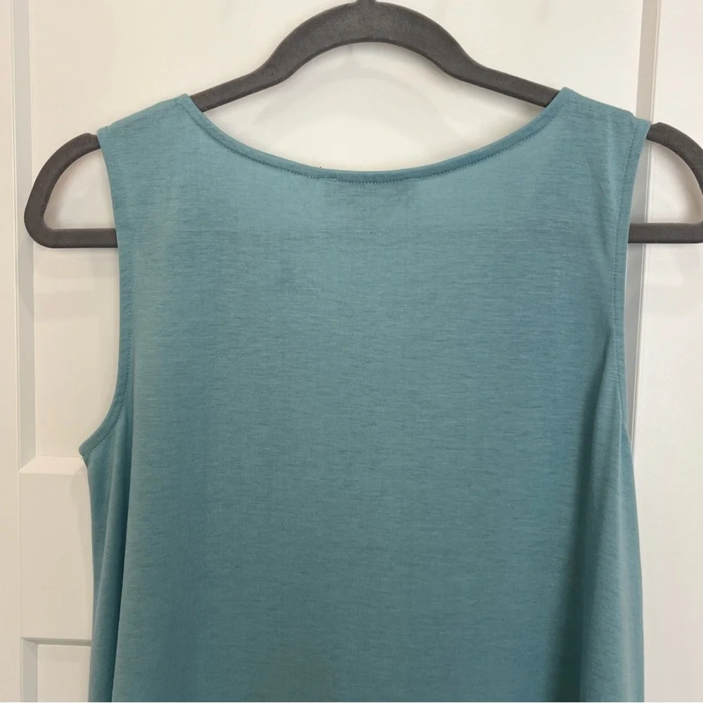 Simply Noelle Size S/ M Teal White Sleeveless Polyester Spandex Tunic Buttons‎